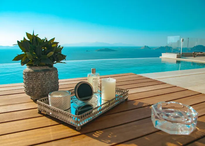 View Infinity Pool Sunset Over Greek Islands Private Concierge Breakfast Up To 10 Guests بودروم